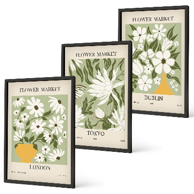 Set di quadri incorniciati Motivi floreali Londra Tokyo Dublino