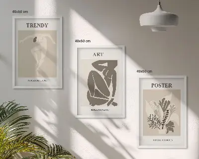 Set di 3 quadri con le figure vegetali di Matisse