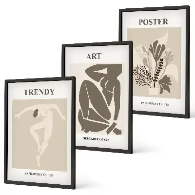 Set di 3 quadri con le figure vegetali di Matisse