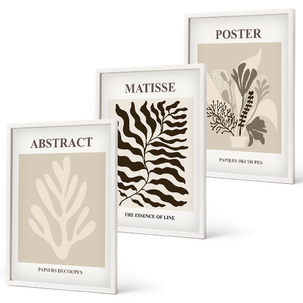 Set di quadri incorniciati motivi vegetali marrone beige