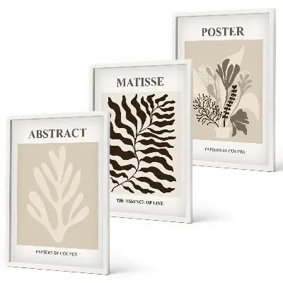 Set di quadri incorniciati con motivi vegetali in tonalità marrone e beige