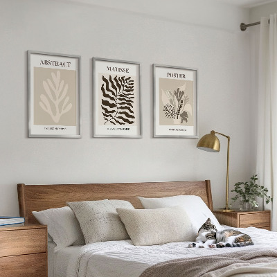 Set di quadri incorniciati motivi vegetali marrone beige