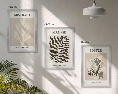 Set di quadri incorniciati con motivi vegetali in tonalità marrone e beige