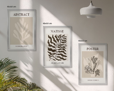 Set di quadri incorniciati motivi vegetali marrone beige