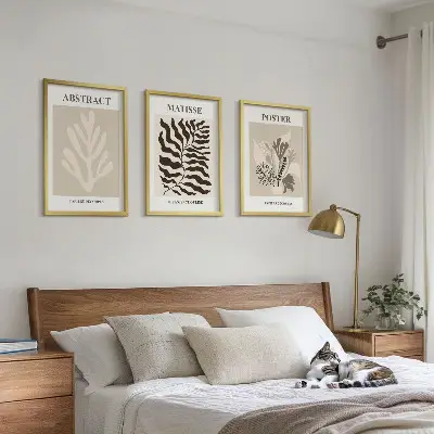 Set di quadri incorniciati con motivi vegetali in tonalità marrone e beige