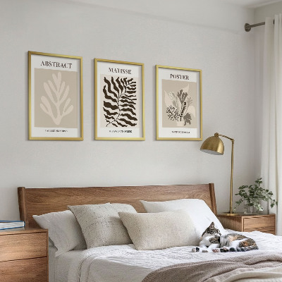 Set di quadri incorniciati motivi vegetali marrone beige