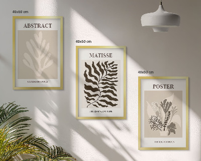 Set di quadri incorniciati motivi vegetali marrone beige
