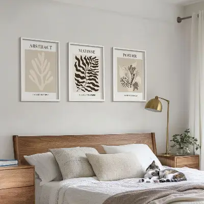 Set di quadri incorniciati con motivi vegetali in tonalità marrone e beige
