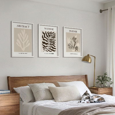 Set di quadri incorniciati motivi vegetali marrone beige