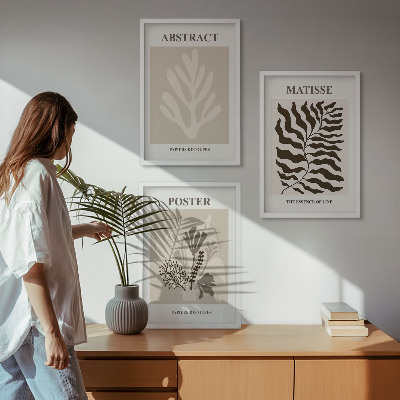 Set di quadri incorniciati motivi vegetali marrone beige