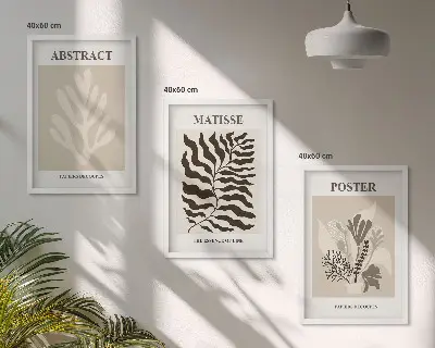 Set di quadri incorniciati con motivi vegetali in tonalità marrone e beige