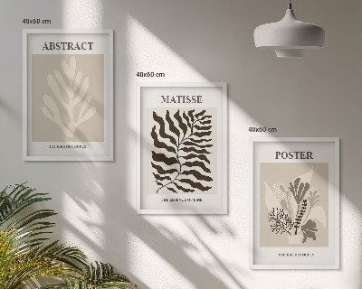Set di quadri incorniciati motivi vegetali marrone beige