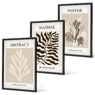 Set di quadri incorniciati con motivi vegetali in tonalità marrone e beige