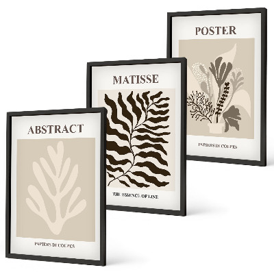 Set di quadri incorniciati motivi vegetali marrone beige