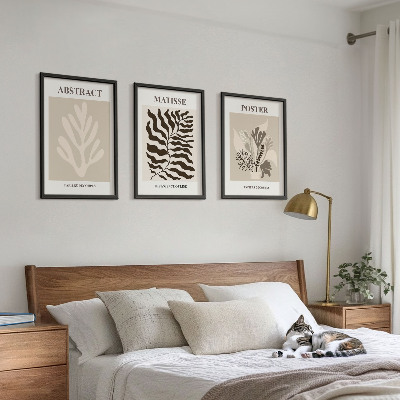Set di quadri incorniciati motivi vegetali marrone beige