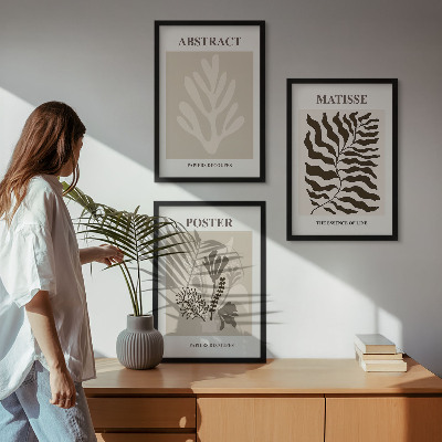 Set di quadri incorniciati motivi vegetali marrone beige