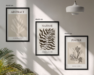 Set di quadri incorniciati motivi vegetali marrone beige