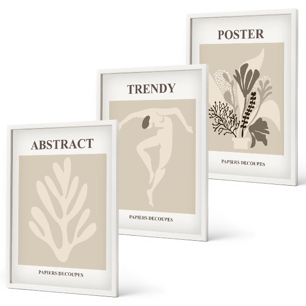 Composizione di quadri Motivi floreali beige marrone