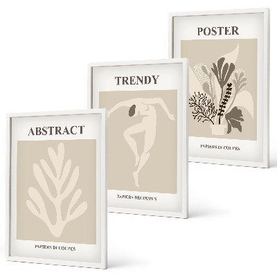 Composizione di quadri Motivi floreali beige marrone