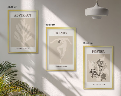 Composizione di quadri Motivi floreali beige marrone