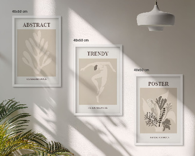 Composizione di quadri Motivi floreali beige marrone