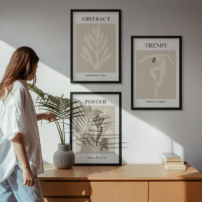 Composizione di quadri Motivi floreali beige marrone