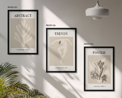 Composizione di quadri Motivi floreali beige marrone