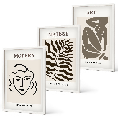 Set di quadri incorniciati Grafica elegante, linee, personaggi