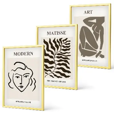 Set di quadri incorniciati con grafica elegante di linee e personaggi