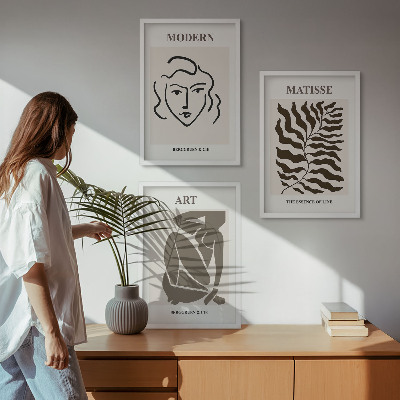 Set di quadri incorniciati Grafica elegante, linee, personaggi