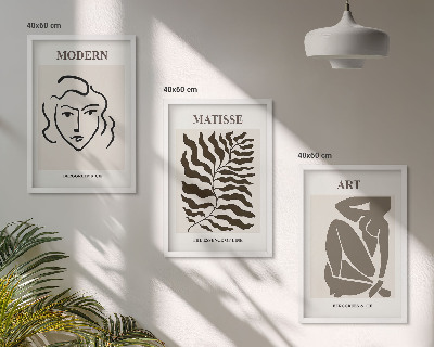 Set di quadri incorniciati Grafica elegante, linee, personaggi
