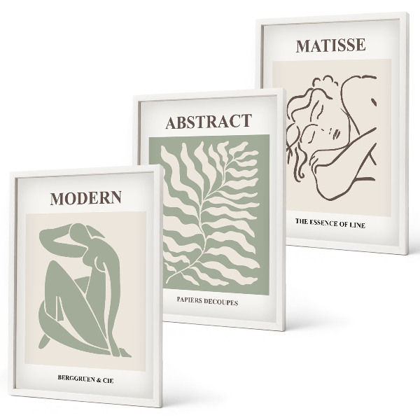 Set di quadri incorniciati Eleganti dipinti verdi con personaggi