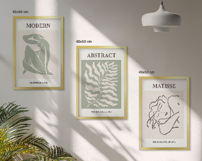 Set di quadri incorniciati Eleganti dipinti verdi con personaggi
