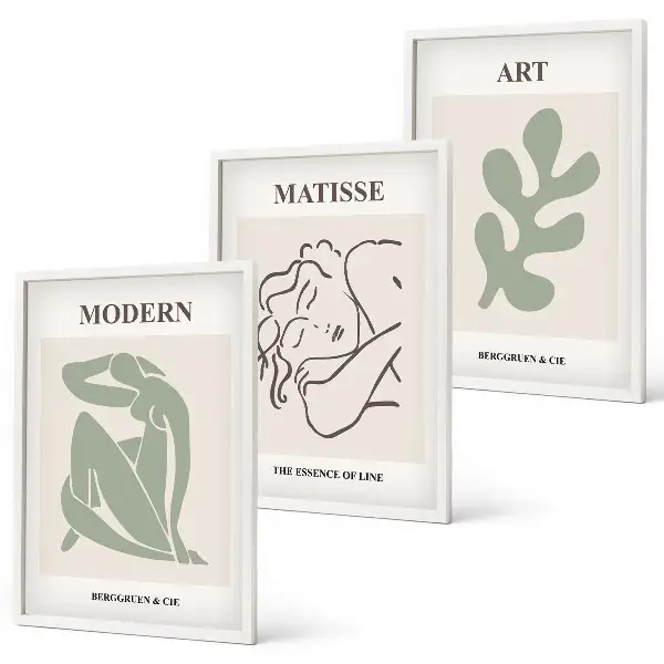 Set di 3 quadri con design elegante di personaggi vegetali