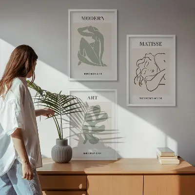Set di 3 quadri con design elegante di personaggi vegetali