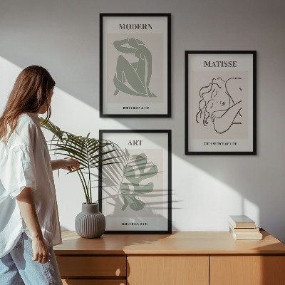 Set di 3 quadri Design elegante di personaggi vegetali