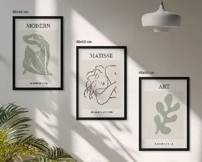 Set di 3 quadri con design elegante di personaggi vegetali