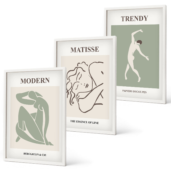 Set di 3 quadri Eleganti personaggi minimalisti