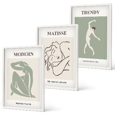 Set di 3 quadri Eleganti personaggi minimalisti