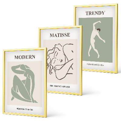 Set di 3 quadri Eleganti personaggi minimalisti