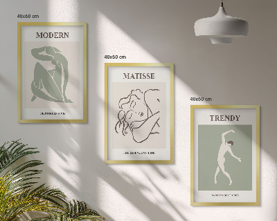 Set di 3 quadri Eleganti personaggi minimalisti