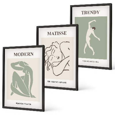 Set di 3 quadri Eleganti personaggi minimalisti