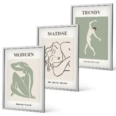 Set di 3 quadri con eleganti personaggi minimalisti