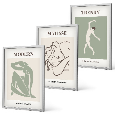 Set di 3 quadri Eleganti personaggi minimalisti