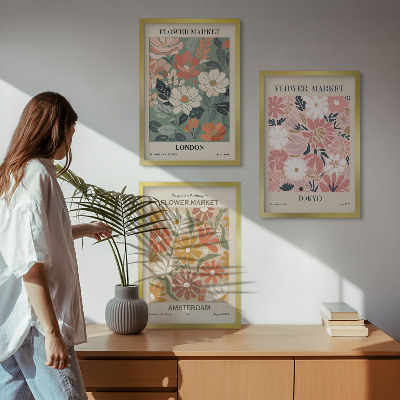 Set di quadri incorniciati Motivi floreali Londra Tokyo Amsterdam
