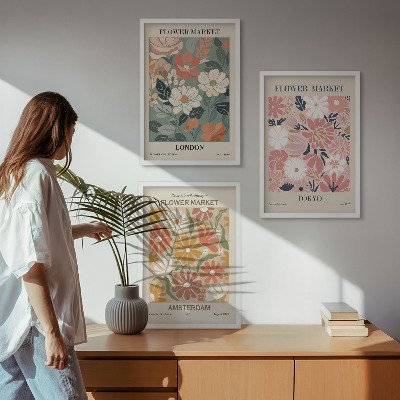 Set di quadri incorniciati Motivi floreali Londra Tokyo Amsterdam