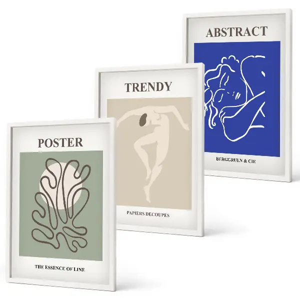 Set di 3 quadri con grafica a pastello di Henri Matisse