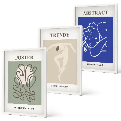 Set di 3 quadri con grafica a pastello di Henri Matisse
