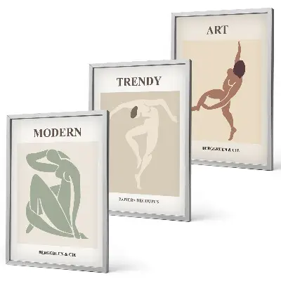 Composizione di quadri personaggi eleganti in stile minimalista