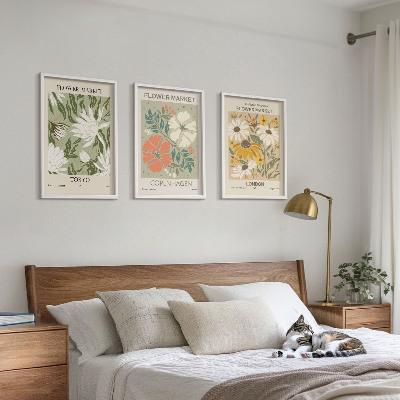 Set di 3 quadri Motivi floreali provenienti da città di tutto il mondo